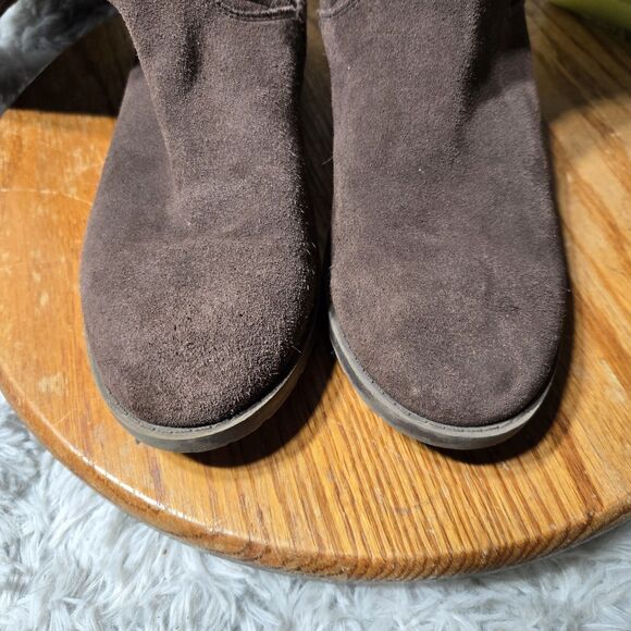 Lands Ends Womens Size 7M Brown Suede Tall Knee High Sweater Trim Heeled Boots - Picture 10 of 11